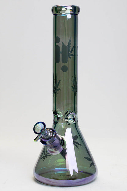 14" Infyniti leaf 7 mm metallic glass water bong (GP1587)