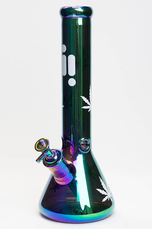 14" Infyniti leaf 7 mm metallic glass water bong (GP1587)