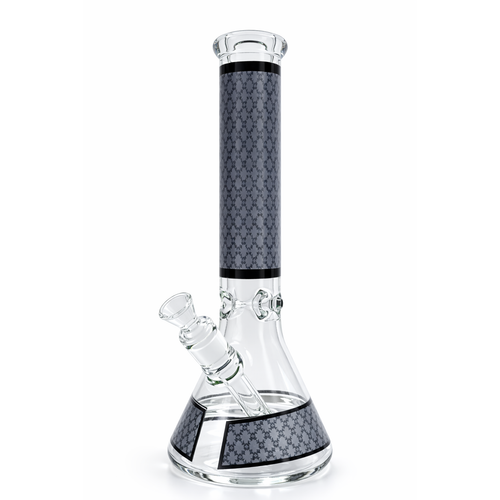 Infyniti | 14" Prisim Print beaker 7 mm glass bong [GP1800GRY]